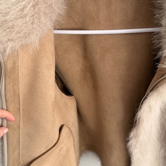 Zara beige faux fur coat - Picture 4 of 6